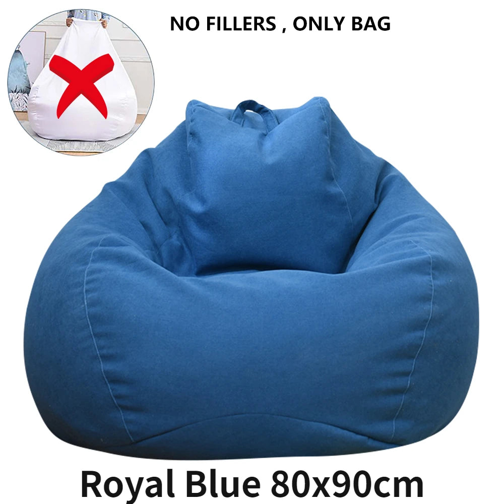 Lazy Sofa Cover Solid Chair Covers Without Filler Linen Cloth Lounger Seat Bean Bag Pouf Puff Couch Tatami Living Room Beanbags