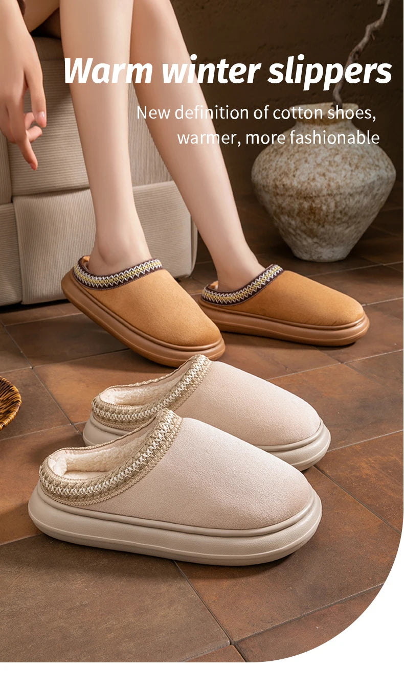 Men's Plush Slippers Indoor House Shoes With EVA Sole And Flannel Lining