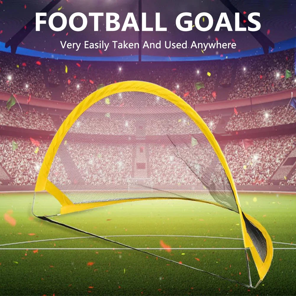 Folding Training Goal Net Kids Portable Indoor Outdoor Football Plaything Practice With Inflatable Soccer and Pump Kits