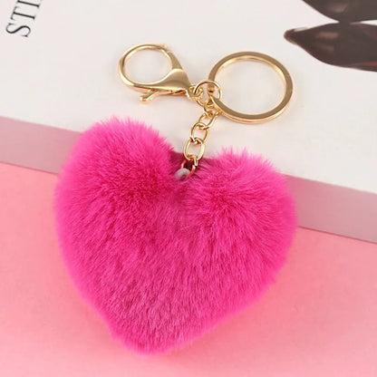Heart-Shaped Rainbow Plush Keychain, Bag Pendant And Car Keyring