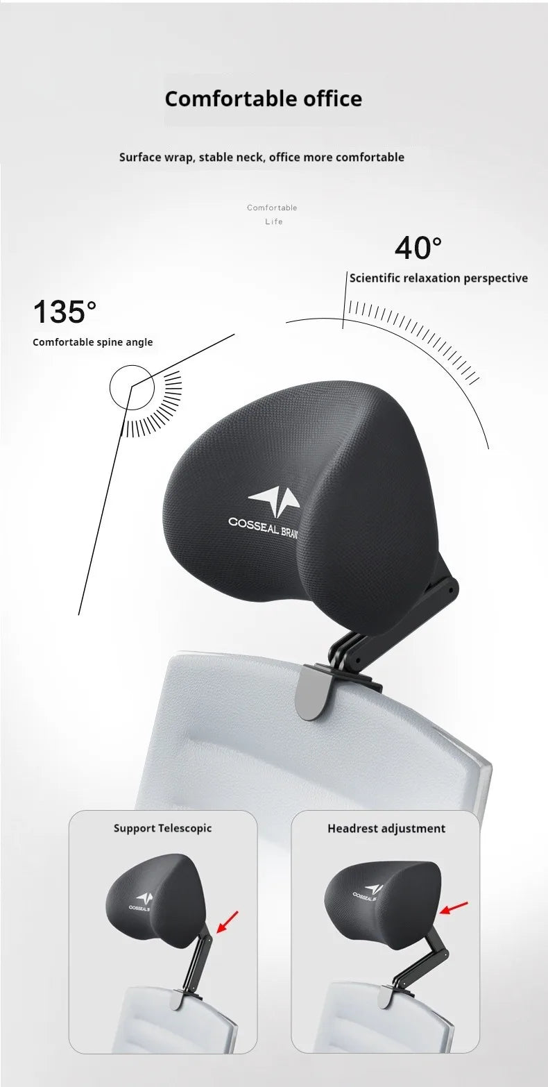 New Office Chair Adjustable Headrest Ergonomically Designed Retractable bracket Pillow Waist Protection Cushion Comfortable Rest