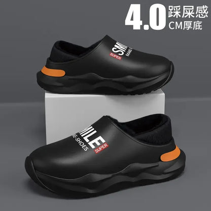 Mens Slippers Winter Warm Shearling Lining Indoor Outdoor Rubber Insole