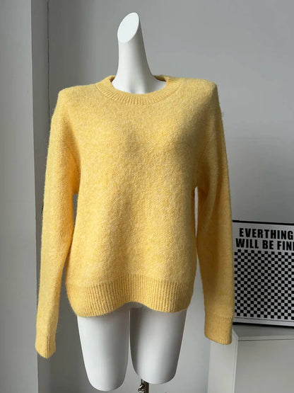 Womens O-Neck Knit Sweater Oversized Pullover Acrylic