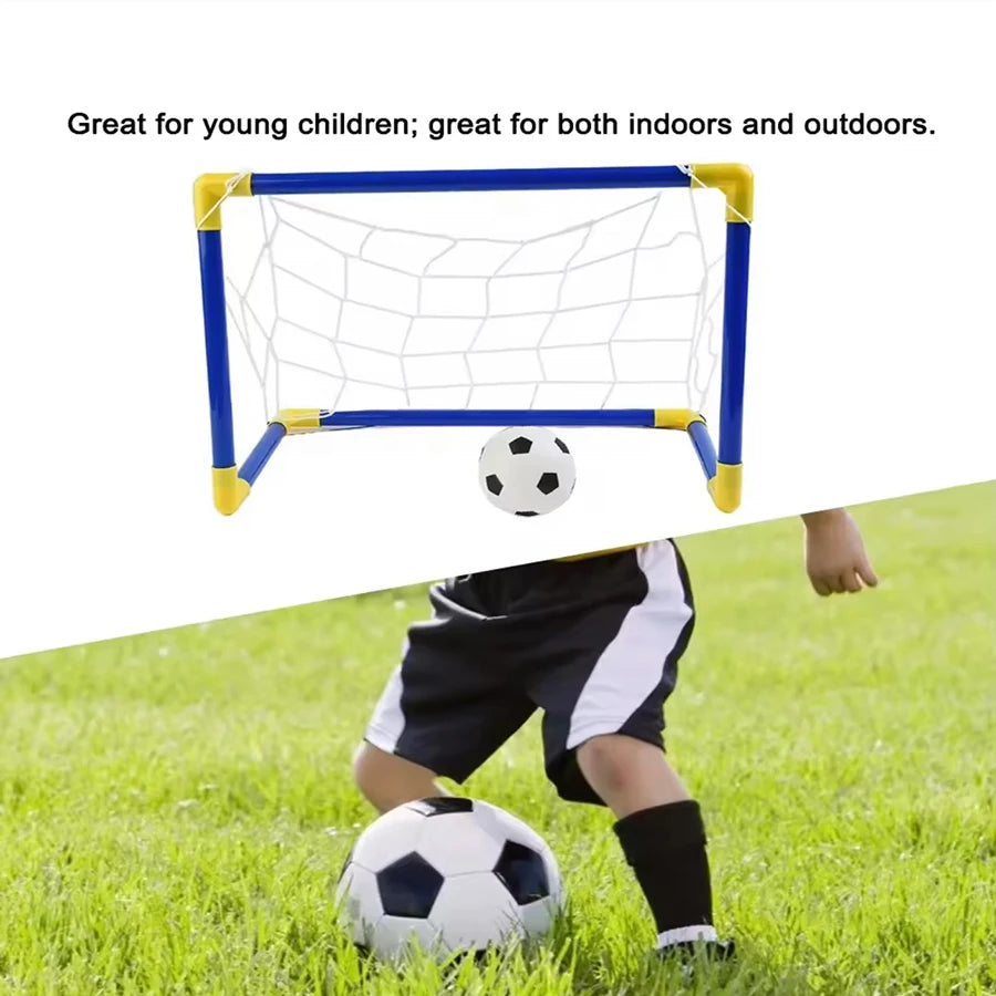 Football Goal Sports Toy Foldable Children's Football Gate with Pump & Ball Portable Soccer Goal for Outdoor Football Training