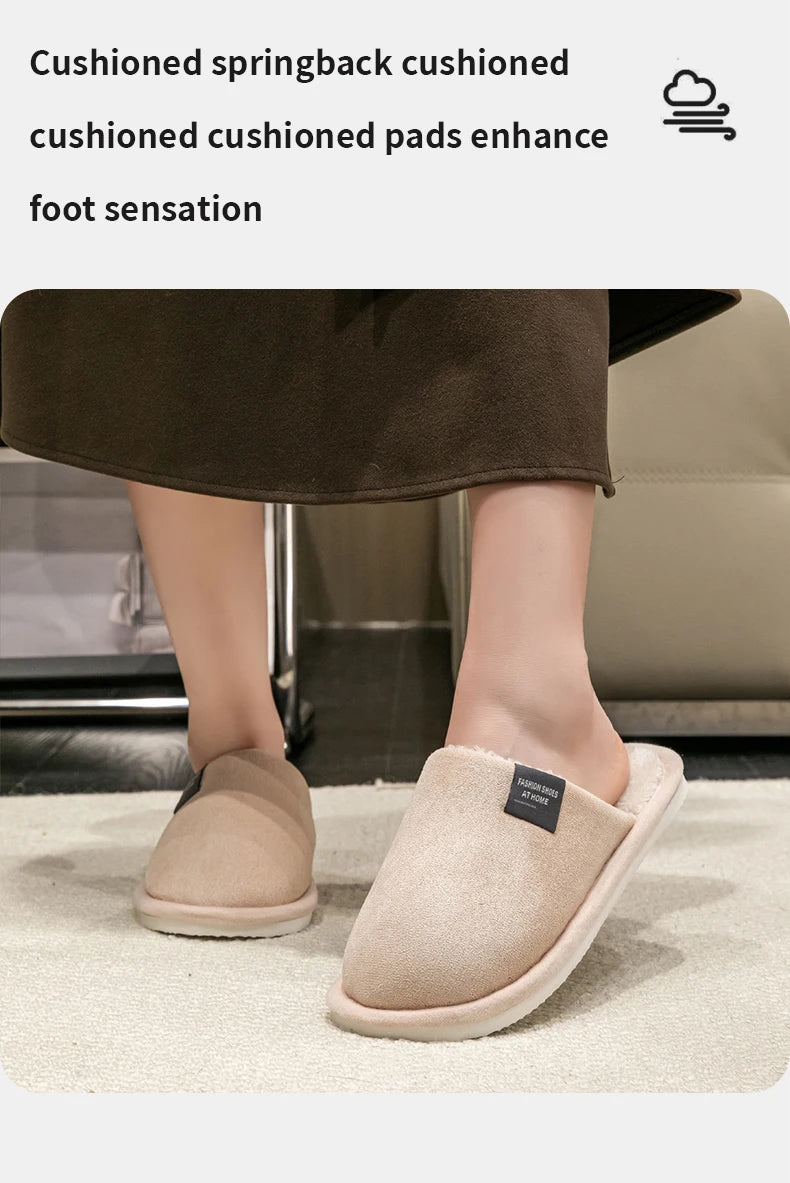 Winter Warm Slippers Men House Non Slip Soft Shoes Comfortable Flat Heel Home Indoor Bedroom Plush Slippers Bedroom Female shoes