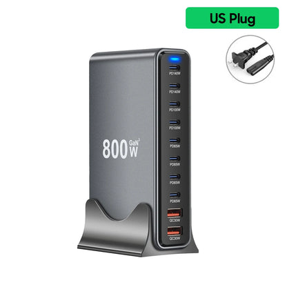 800W GaN Desktop Charger 10-Port USB-C PD3.1 Fast Charge