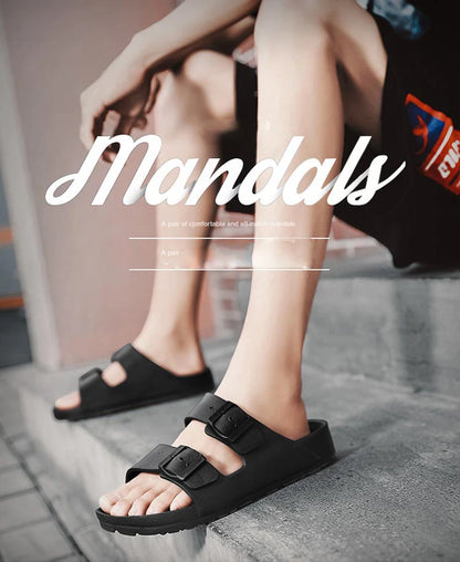 Men's Slippers With Buckle, Flat Heel, One Size, EVA