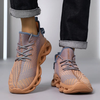 Breathable Mesh Lace Up Athletic Running Shoes Unisex Red