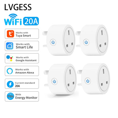 20A WiFi Smart Socket UK Plug 3-Pin With Energy Monitoring And Timer