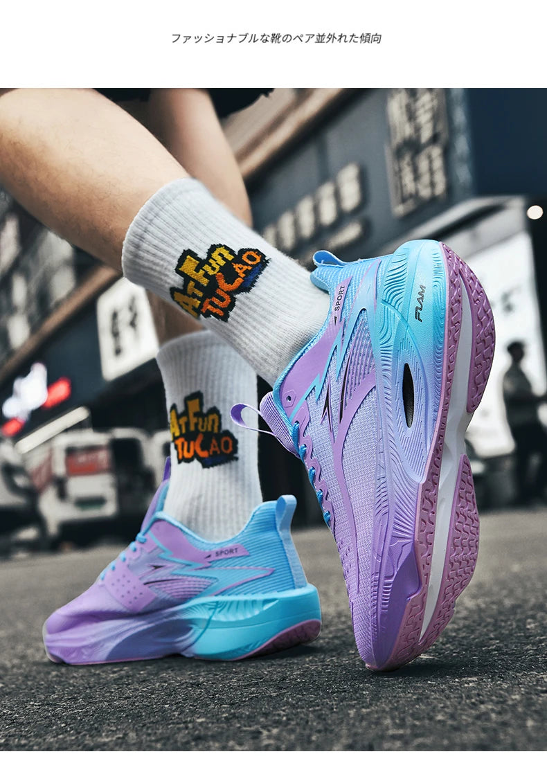 Men's Sneakers Anti-slip Cushioned Comfortable Racing Training Running Shoes Mesh Tennis Shoes Casual for Women