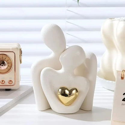 Romantic Love Embrace Statue Ornament Plastic Couple Figurine For Bedroom