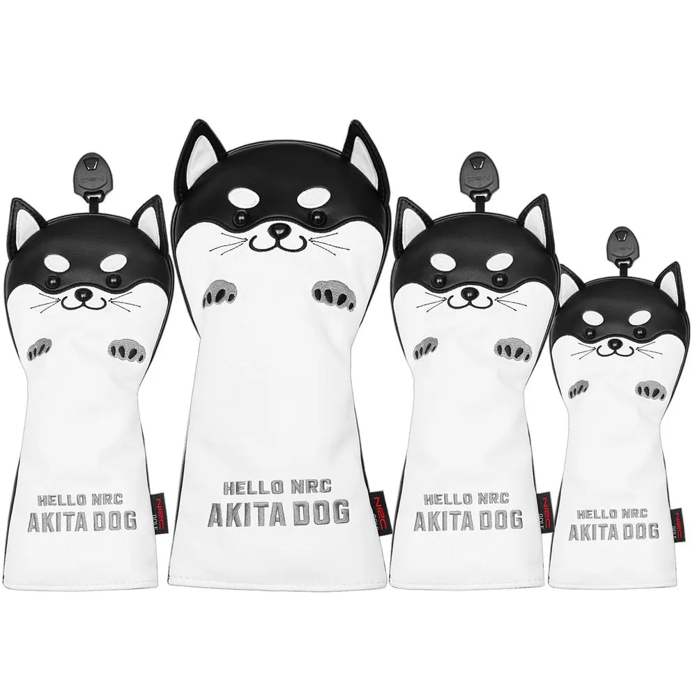 NRC Golf Club Headcovers Driver Fairway Wood Hybrid Covers Set Lovely AKITA Dog Cartoon Animal 460cc
