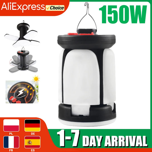 LED Camping Lantern Solar USB Rechargeable Emergency Outdoor Portable Lantern