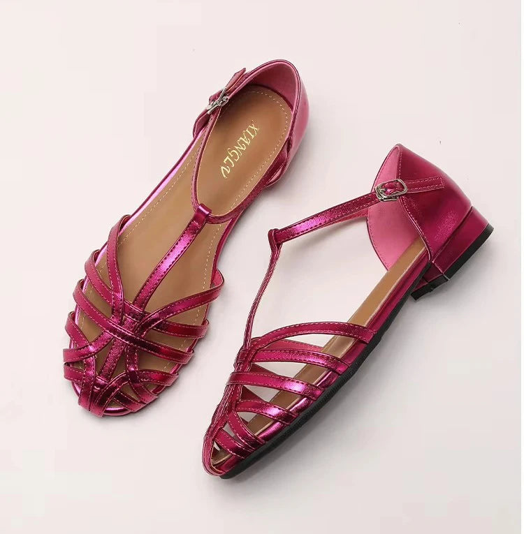 ZAROY Summer Cross Strap Flat Sandals Women Round Toe Ankle Buckle Hollow Casual Roman Sandalia Zapatos De Mujer сандали