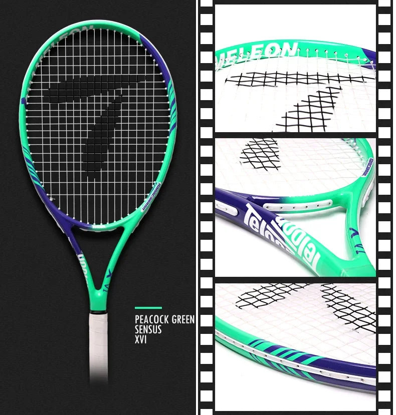 TELOON Genuine Carbon Tennis Racket Beginner College Student Men's and Women's Single with Wire Rebound Tennis Trainer Set