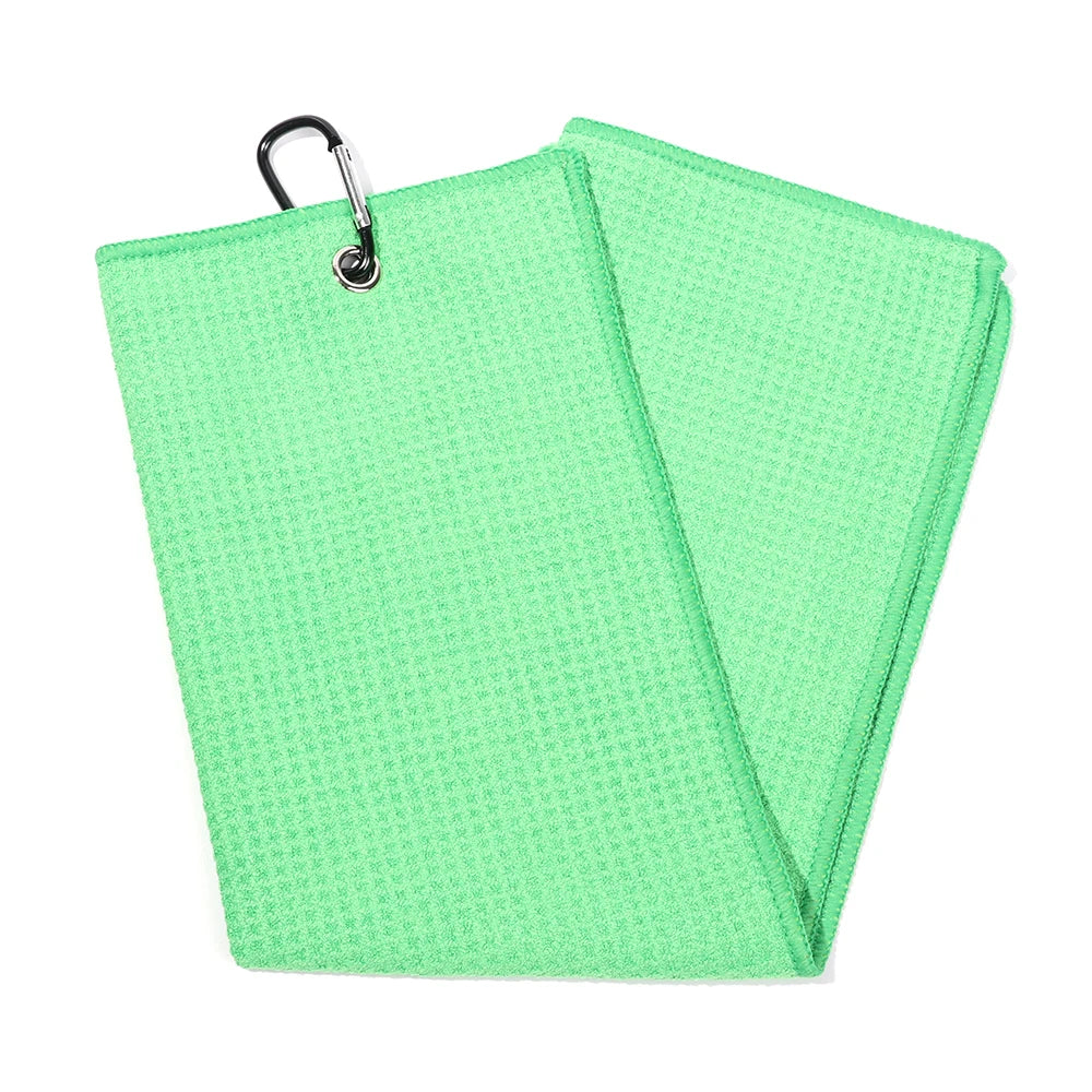 Cotton High Water Absorption Microfiber Cleaning Towels Golf Towel With Carabiner Hook Cleans Clubs