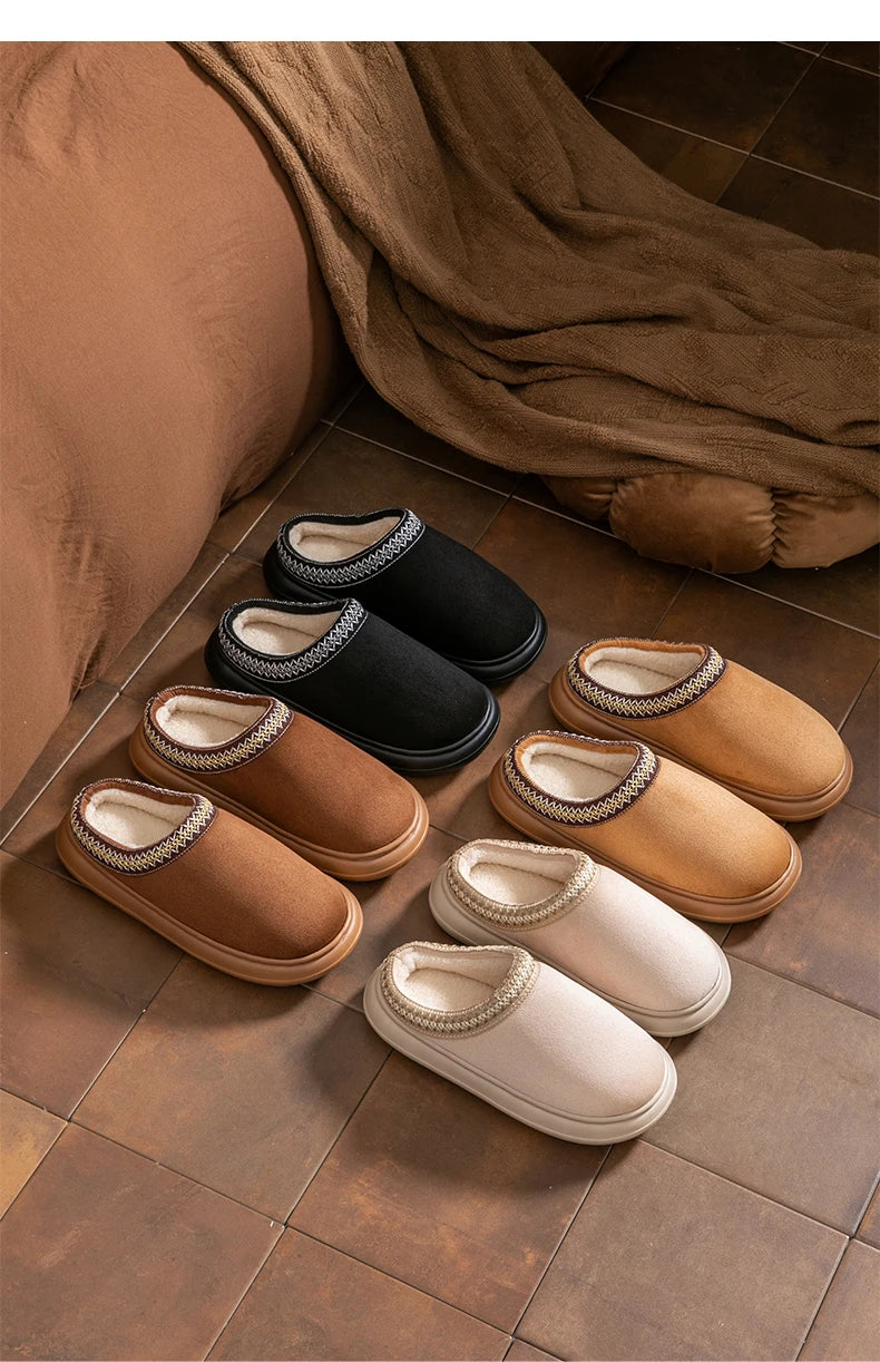 Men's Plush Slippers Indoor House Shoes With EVA Sole And Flannel Lining