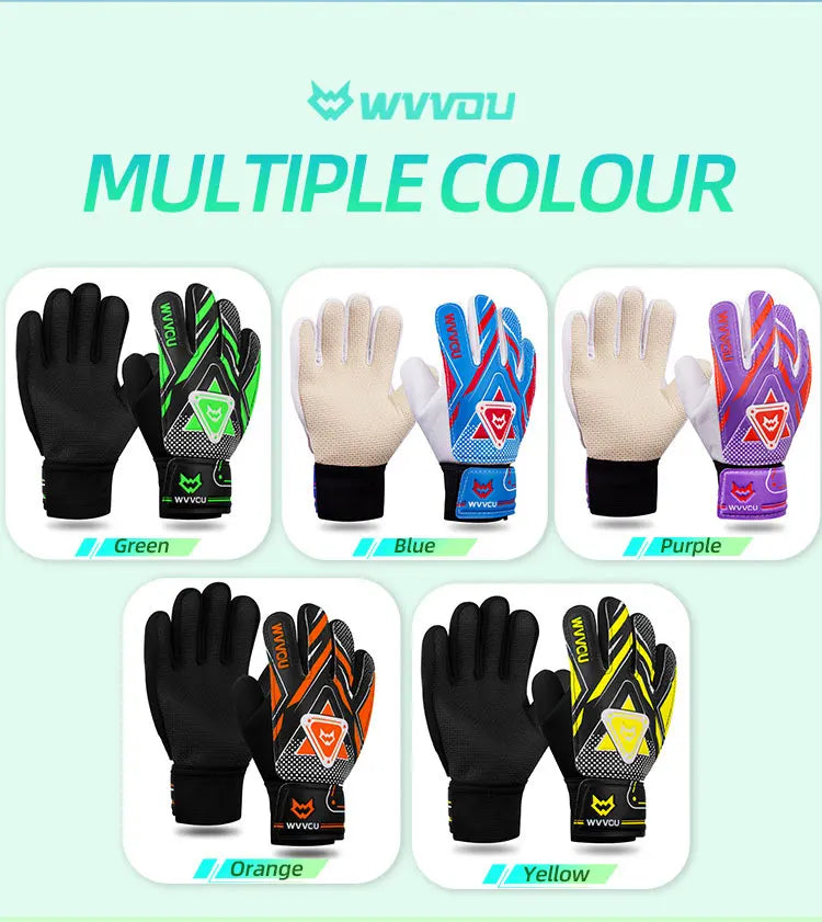 WVVOU Goalkeeper Gloves Children and Teenagers, Football Goalkeeper Gloves, Football Gloves, Double Protection, Portability