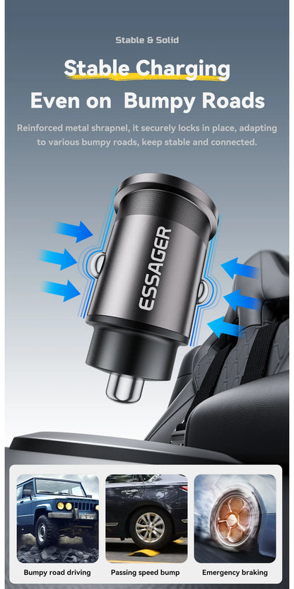 45W USB Type-C Car Charger With PD 3.0 QC 3.0 SCP AFC