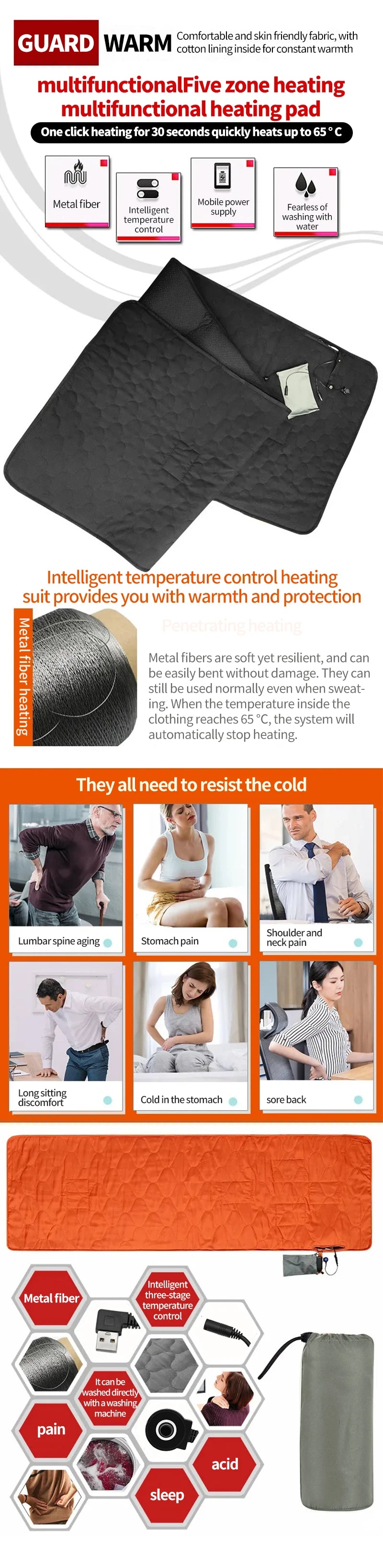 Outdoor Camping USB Heating Sleeping Mat Outdoor Electric Heating Pads Sleeping Bag Mattress For Hiking Travel