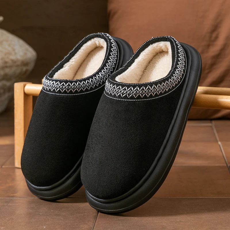 Men's Plush Slippers Indoor House Shoes With EVA Sole And Flannel Lining