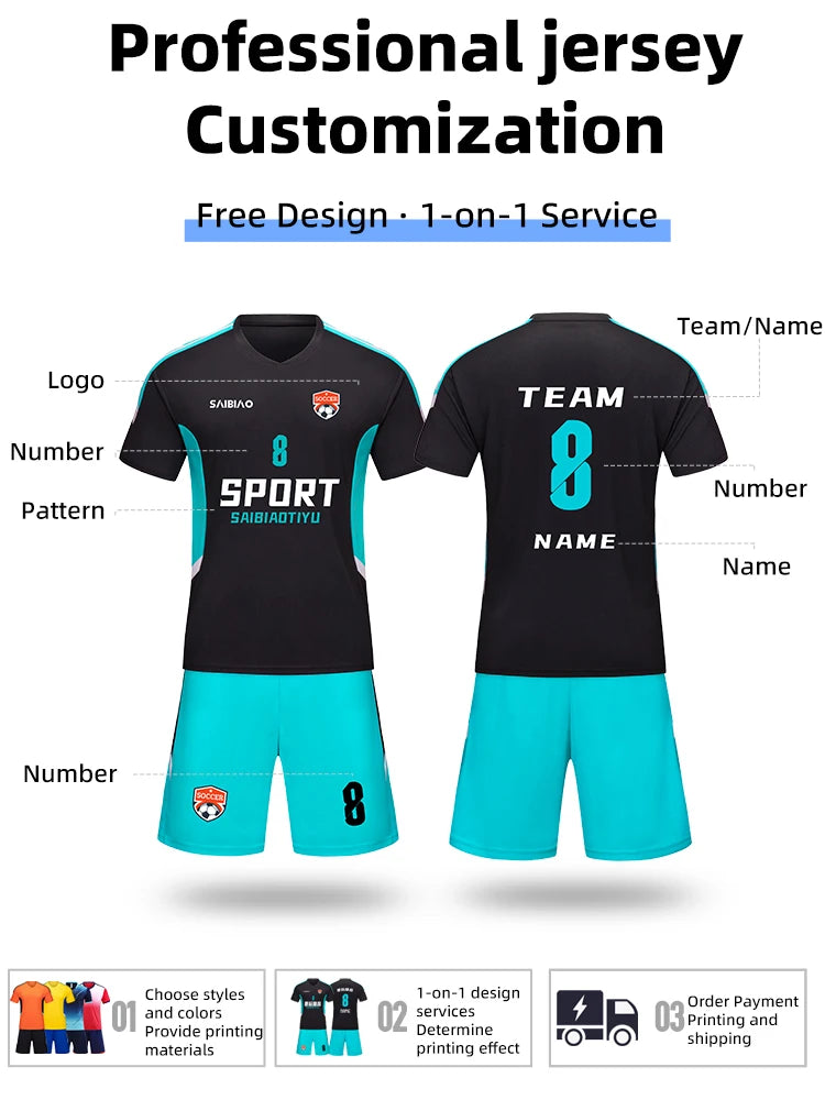 Adult Kid Soccer Jersey Customize Football Uniforms Shirts Men Women Futsal Sportswear Training Tracksuit Sports Outfit Clothes