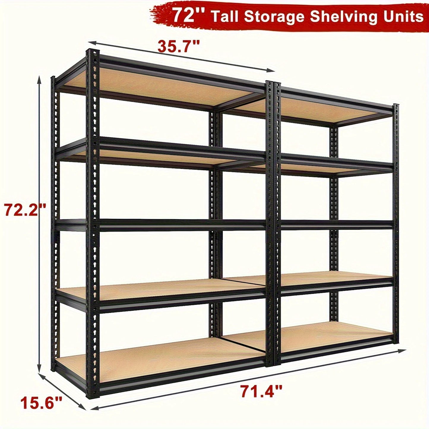 2000 lbs Heavy Duty Storage Shelving Unit 5-Tier Adjustable Metal Rack Easy Assembly Garage Warehouse Organization