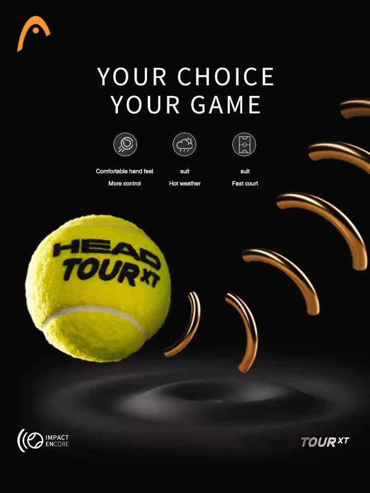 HEAD Tour XT Tennis Professional Tennis Game Training Ball Masters Ball Rubber Canister Single Practice Gold 3 Pcs 1 Can