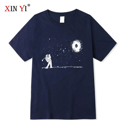 Men's 100 Percent Cotton Short Sleeve T Shirt with Astronaut Print