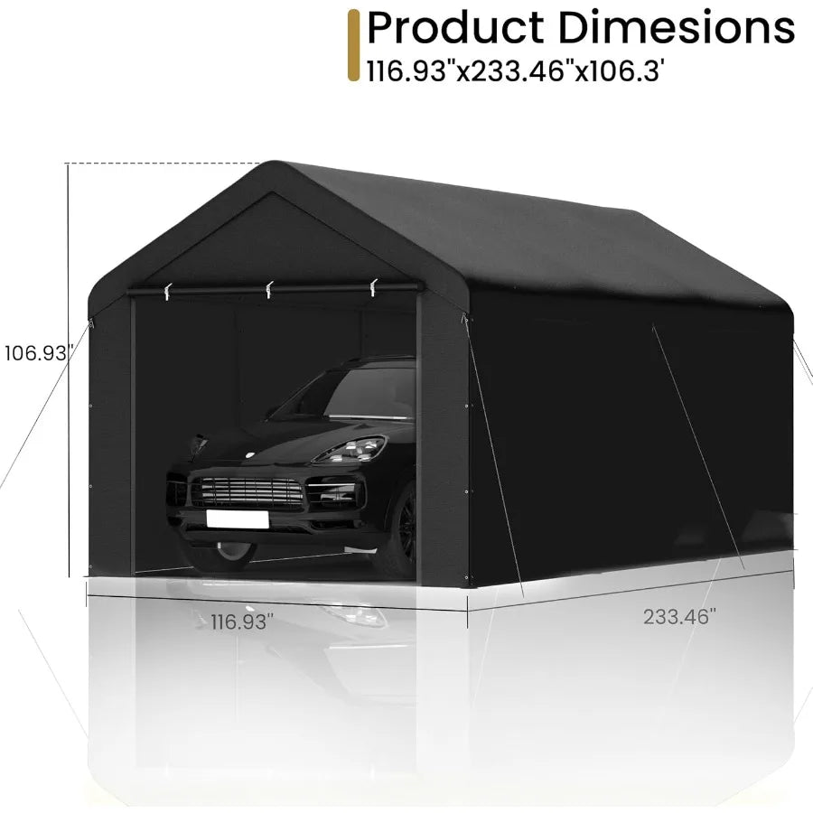 Carport Canopy Heavy Duty 10x20 ft Party Tent Portable Car Garage with Sidewalls 10 x 20 ft Black
