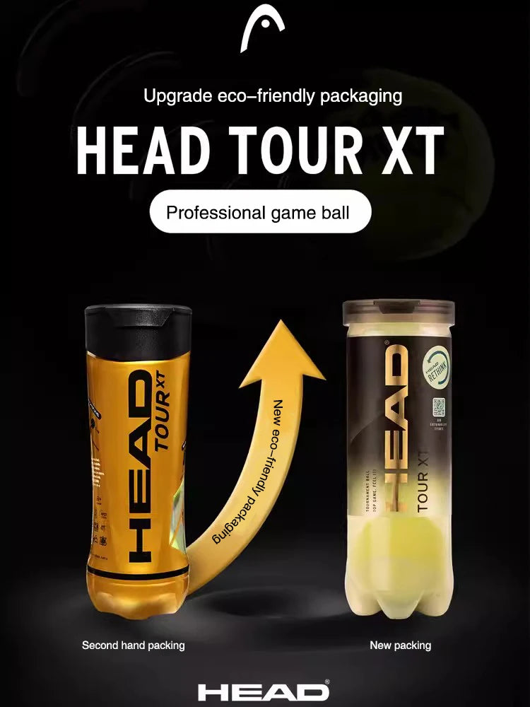 HEAD Tour XT Tennis Professional Tennis Game Training Ball Masters Ball Rubber Canister Single Practice Gold 3 Pcs 1 Can