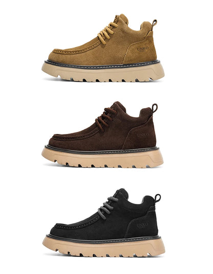 Mens Suede Leather Lace Up Ankle Boots Casual Retro Style