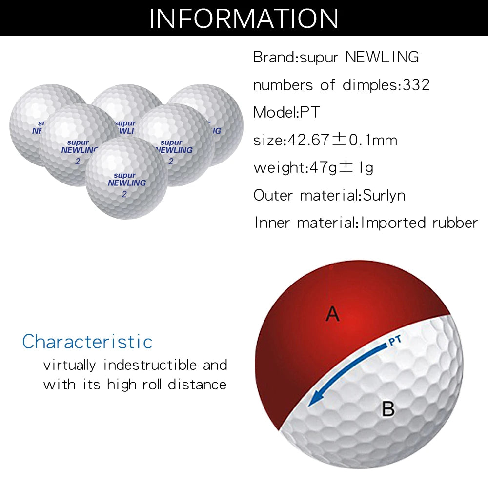 12 Pcs Golf Balls Supur Newling Triple Track Long Distance 3-pieces Golf Ball 3 Line Brand New Game Ball Drop Ship