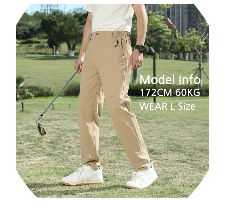 Golf Pants Men Sun Protection 50 UPF Stretch Slim Fit Summer Quick Dry Lightweight Breathable Tapered Leg Pants Zipper Pockets