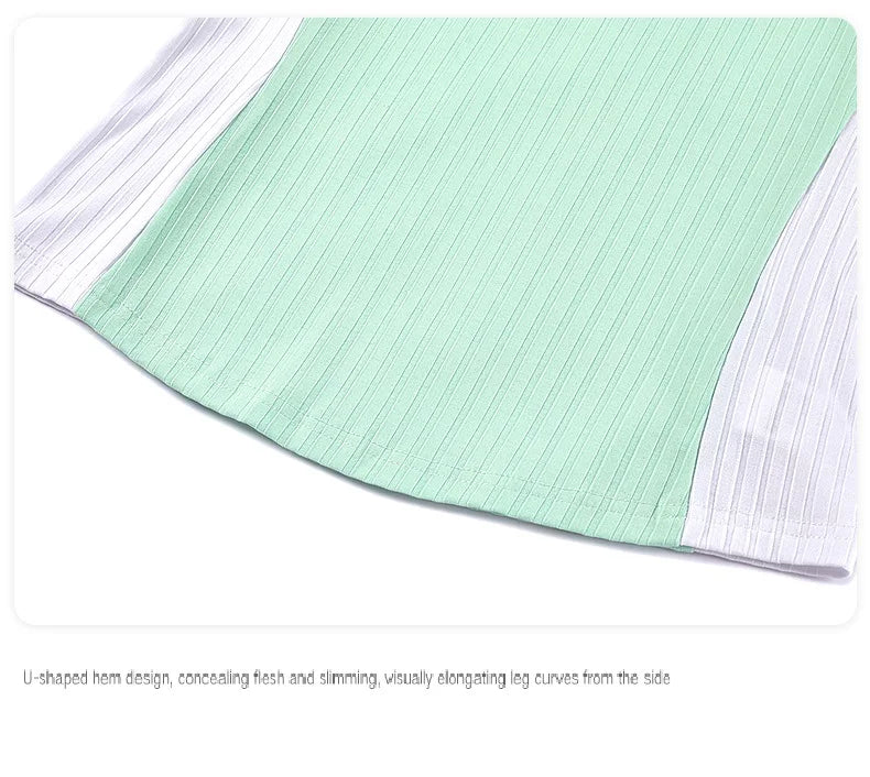 TTYGJ Autumn Spring Golf Clothing Women Contrast Color Golf Base Shirt Ladies Zipper Collar Soft Tops Slim Casual Sportswear