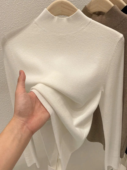 Women Turtleneck Knit Sweater Slim Fit Solid Color