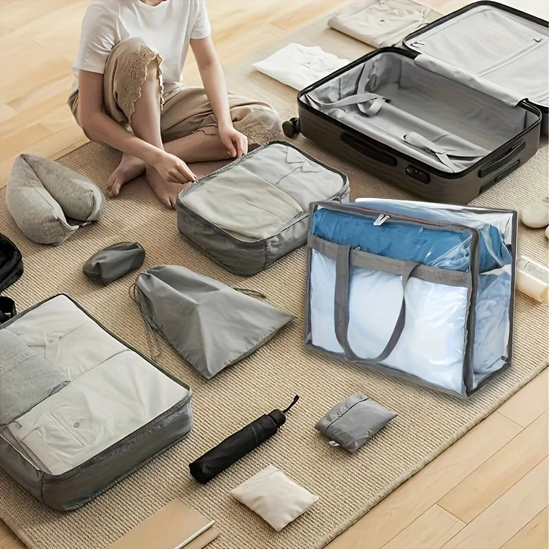 1pc 1pc Transparent Clothing Storage Bag, Storage Bag With ReinforcedHandles & Sturdy Zipper, Suitable For Quilts, Blankets, Bed
