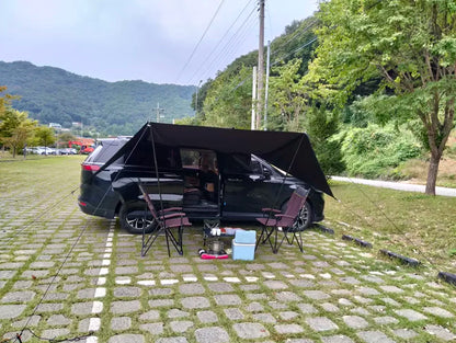 Car Side Awning With Suction Cup Anchors Black Waterproof UV Tent Shade