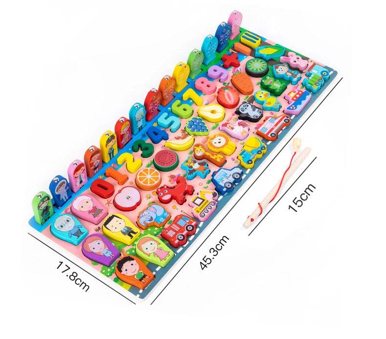 Montessori Educational Wooden Toys Preschool Children Fire Truck Busy Board Math Fishing Games Early Toys For Kids Xmas Gifts