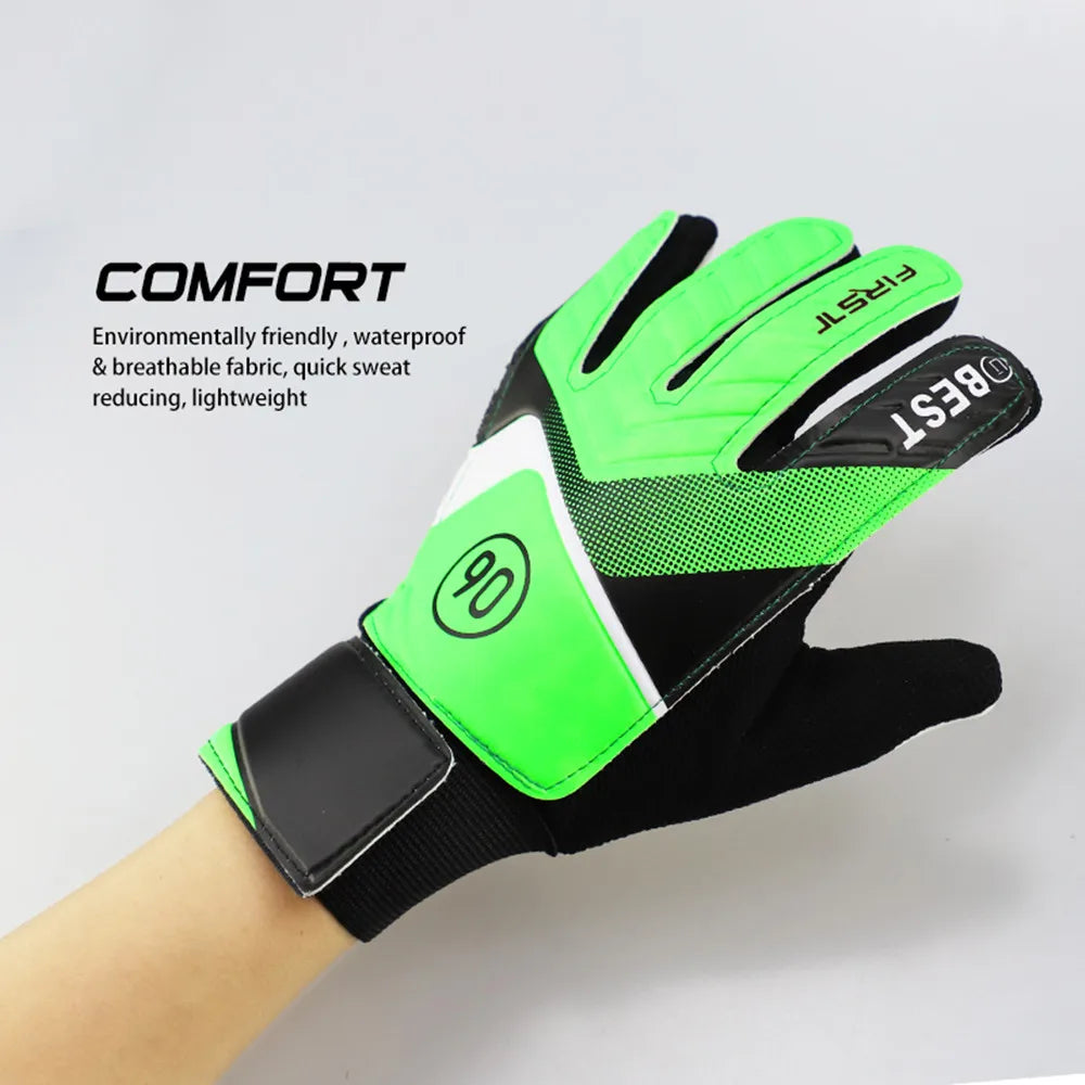 1 Pair Children Anti-Slip Glove Goalkeeper Gloves Finger Protection Goal Thickened Latex Football Gloves