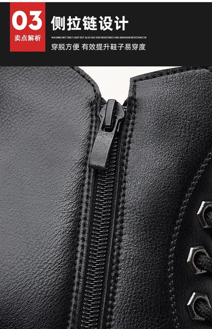 Winter Waterproof Genuine Leather Lace Up Ankle Boots For Men Outdoor