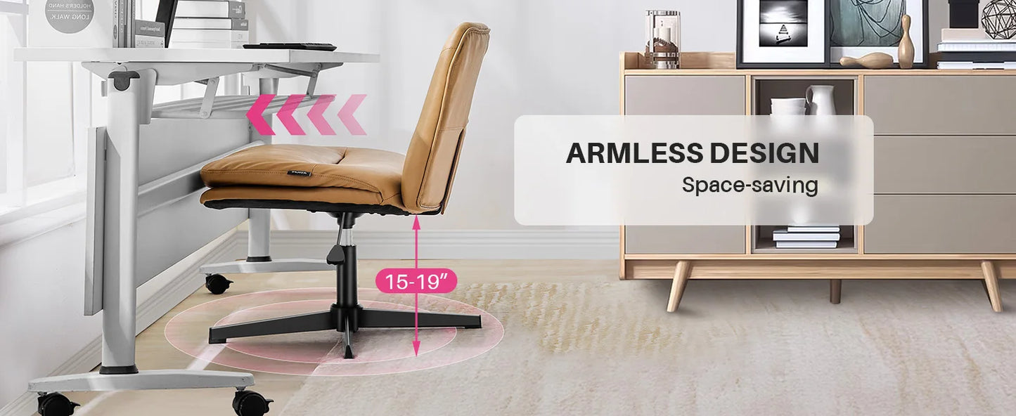 Redlife Criss Cross Chair with Rotating Adjustable Legs Office Chair Durable Pu Leather Wrapped Double Cushion for Home & Office