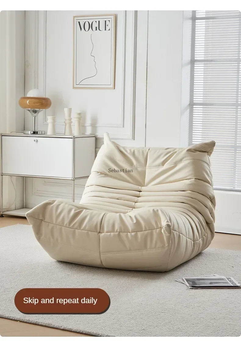 Single Casual Sofa Chair with Cat Scratch Leather Nordic Togo Lazy Caterpillar Sofa Bedroom Living Room Balcony Suede Sofa
