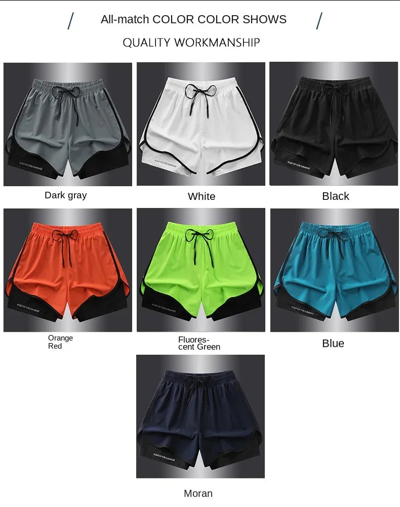【 S-5XL 】2025 Sports Three Piece Pants Summer Popular Anti glare Double layered Sports Shorts for Men and Women Couples Ru