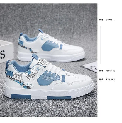 Men's Breathable White Casual Sneakers With Thick Sole