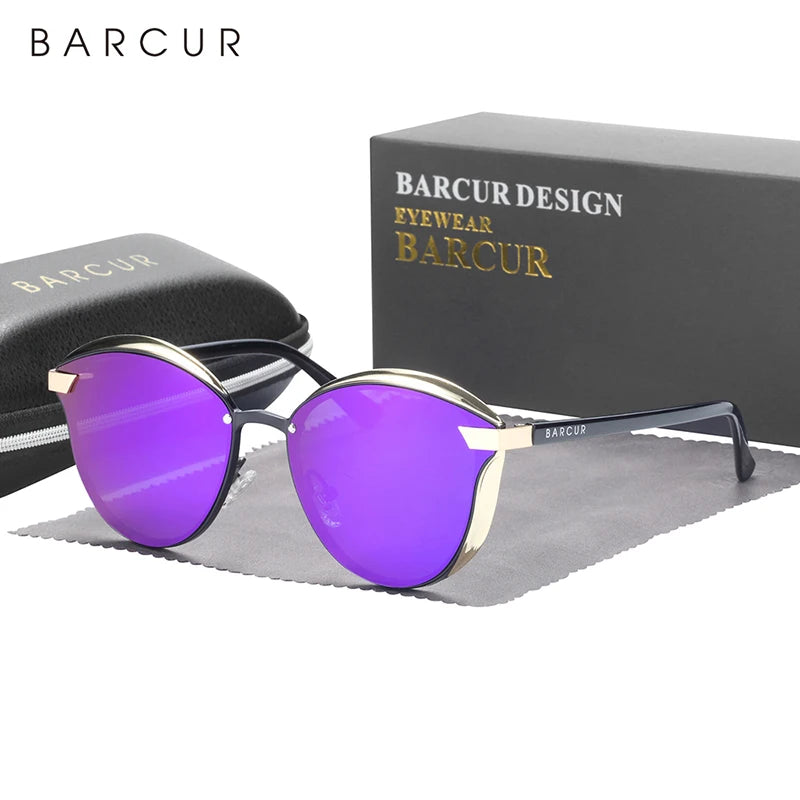 BARCUR Style Polarized Sunglasses For Women Catmore Round Sun Glass Ladies Woman Eyewear Accessory UVAB Protection