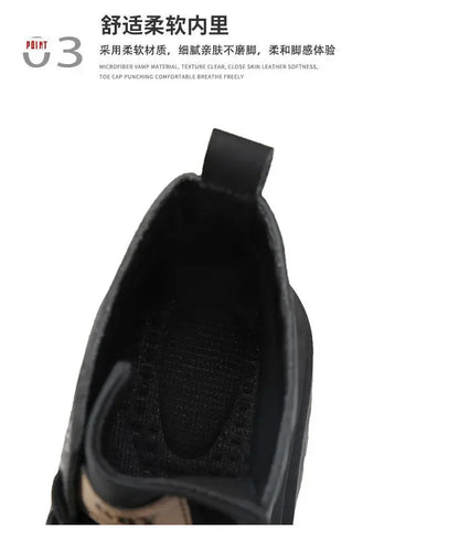 Men's Waterproof Leather Mid-Top Boots for Outdoor Hiking