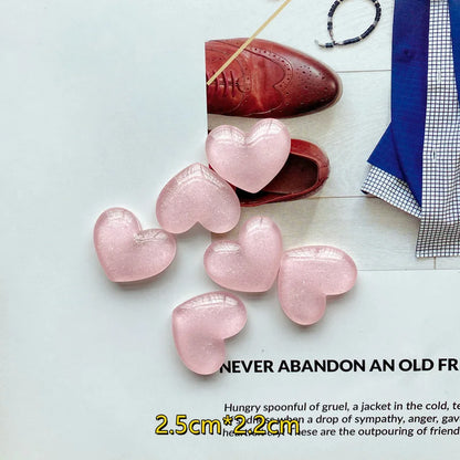 Heart-Shaped Glitter Colored Fridge Magnets Set, Resin 2.5x2.2 cm, 6 Pieces