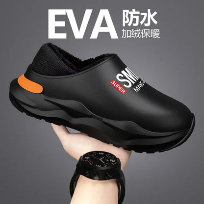 Mens Slippers Winter Warm Shearling Lining Indoor Outdoor Rubber Insole