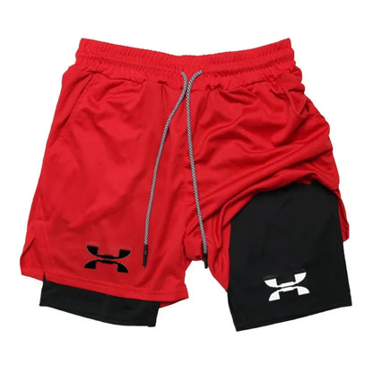 Men's Running Shorts 2-In-1 Quick-Dry Polyester Nylon